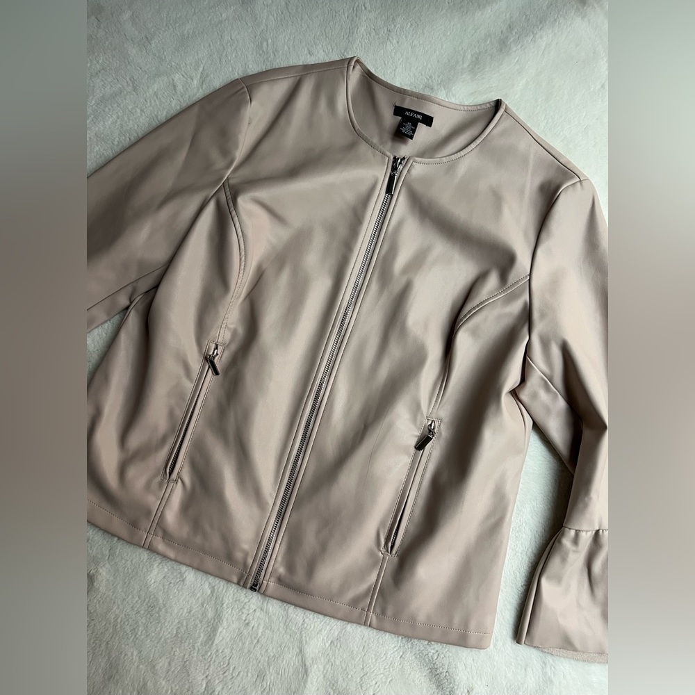 Alfani Women’s Pale Pink Faux Leather Jacket